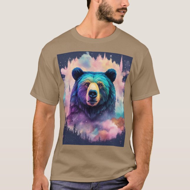 Majestuoso oso oso pardo en la camiseta del bosque (Anverso)