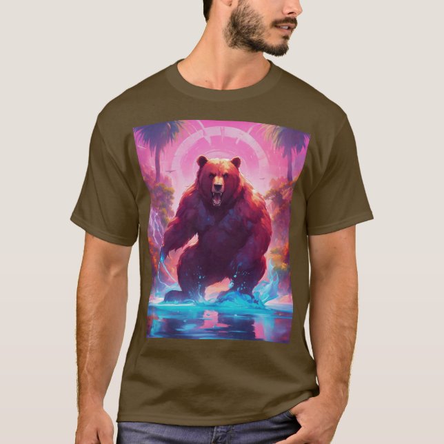 Majestuoso oso oso pardo en la camiseta del bosque (Anverso)