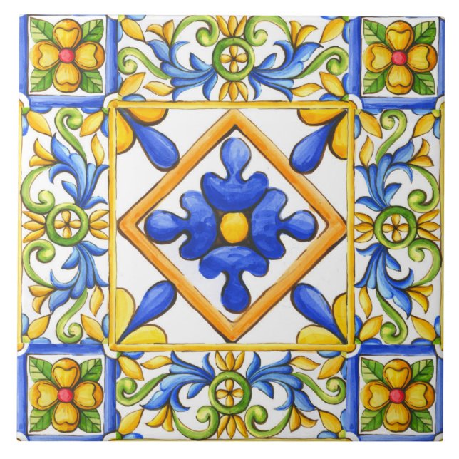 Majólica, azulejos españoles, mediterráneo  (Frente)