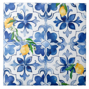 Majólica, limón, azulejos sicilianos,