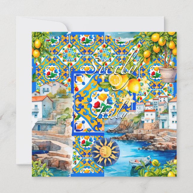 Majólica, limón, azulejos sicilianos, (Anverso)