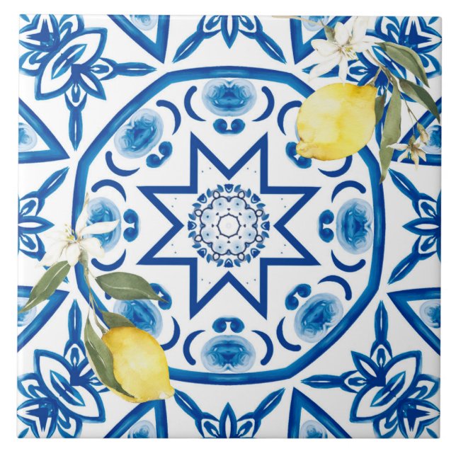 Majólica, limón, azulejos sicilianos, mosaico cerá (Frente)