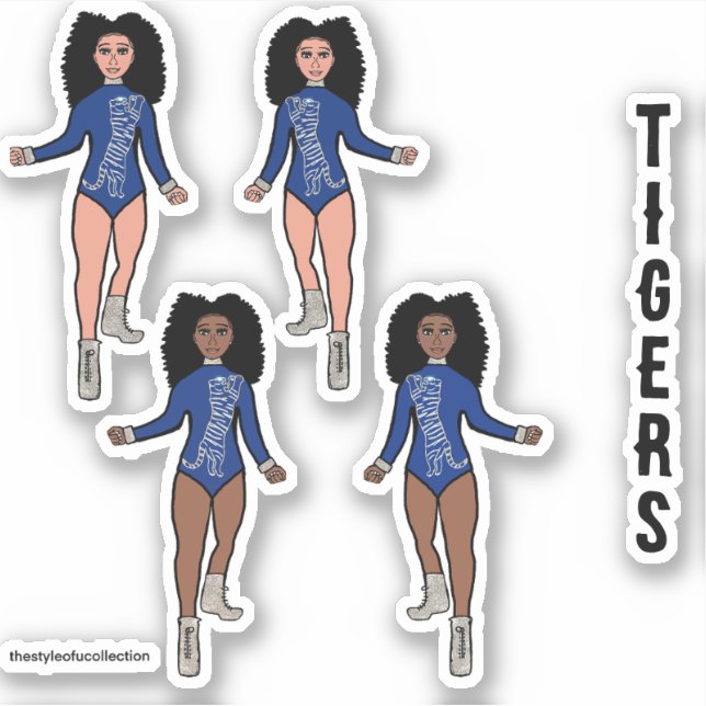 Majorette / Pegatinas bailarines Blue Silver Tiger (Anverso)