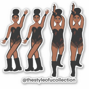 Majorette / Pegatinas bailarines Fringe Negra #1