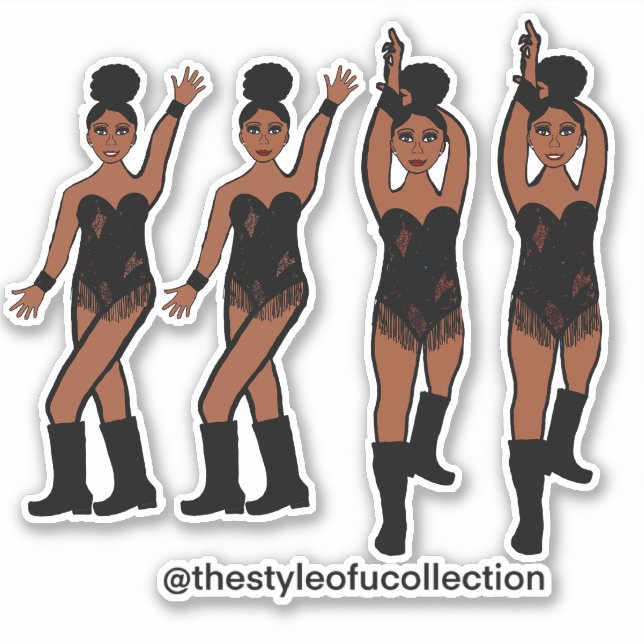 Majorette / Pegatinas bailarines Fringe Negra #1 (Anverso)