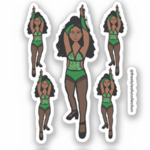 Majorette / Pegatinas bailarines Fringe verde/ neg