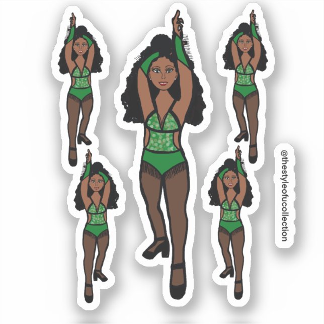 Majorette / Pegatinas bailarines Fringe verde/ neg (Anverso)