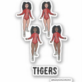 Majorette / Pegatinas bailarines Red Silver Tiger