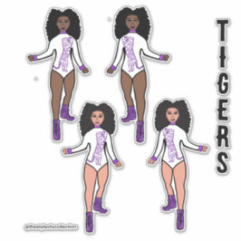 Majorette / Pegatinas bailarines Tigre morado blan