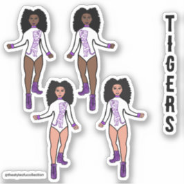 Majorette / Pegatinas bailarines Tigre morado blan