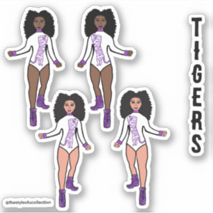 Majorette / Pegatinas bailarines Tigre morado blan