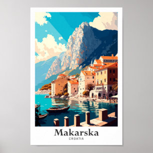 Makarska Croacia Ilustracion de Viajes de Arte Vin
