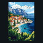 Makarska Croacia Vintage de arte de viajes<br><div class="desc">Diseño de viaje vectorial retro de Makarska. Makarska es una ciudad portuaria de la costa dálmata de Croacia,  conocida por sus playas de la Riviera de Makarska,  su paseo marítimo y su vida nocturna.</div>