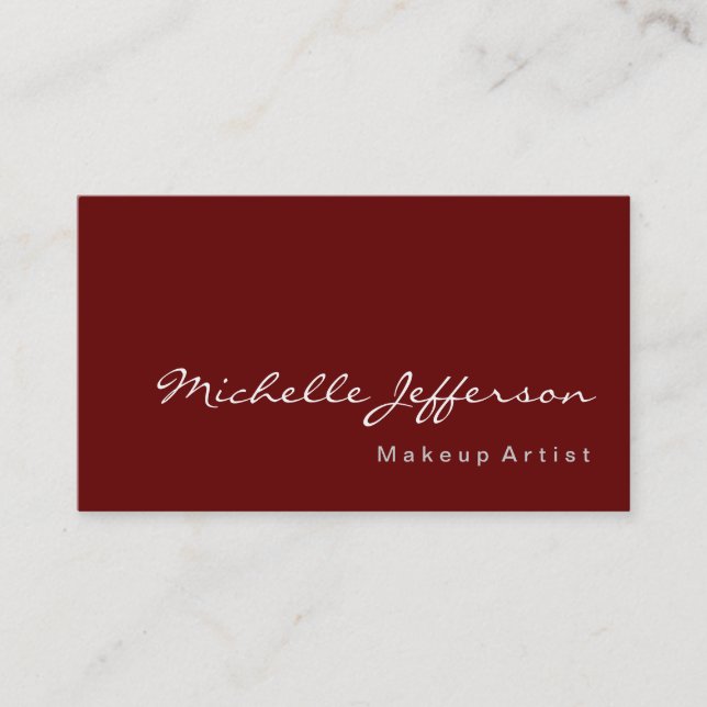 Makeup Artist Moderno Tarjeta de Negocio Roja Simp (Anverso)