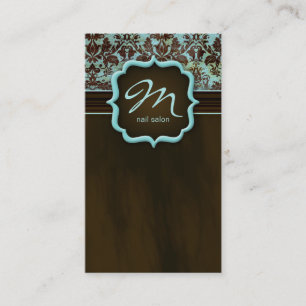 Makeup Artist tarjeta de visita Damask Blue Brown