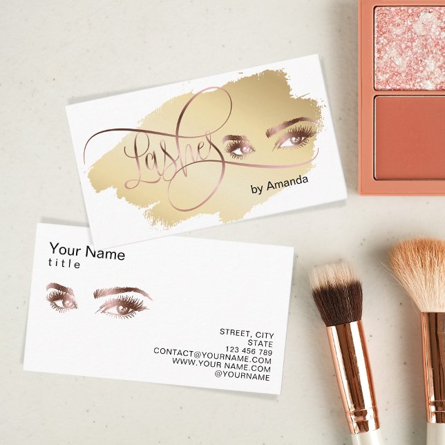 Makeup Eyebrow Eyes Lashes Rosa Tarjeta de Negocio (Subido por el creador)