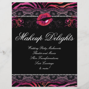 Makeup Flyer Hair Salon Zebra Litros Lace Rojo Ros