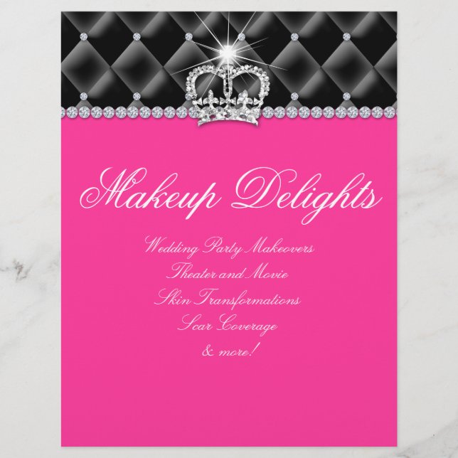 Makeup Flyer Salón de pelo satinado Diamantes negr (Frente)