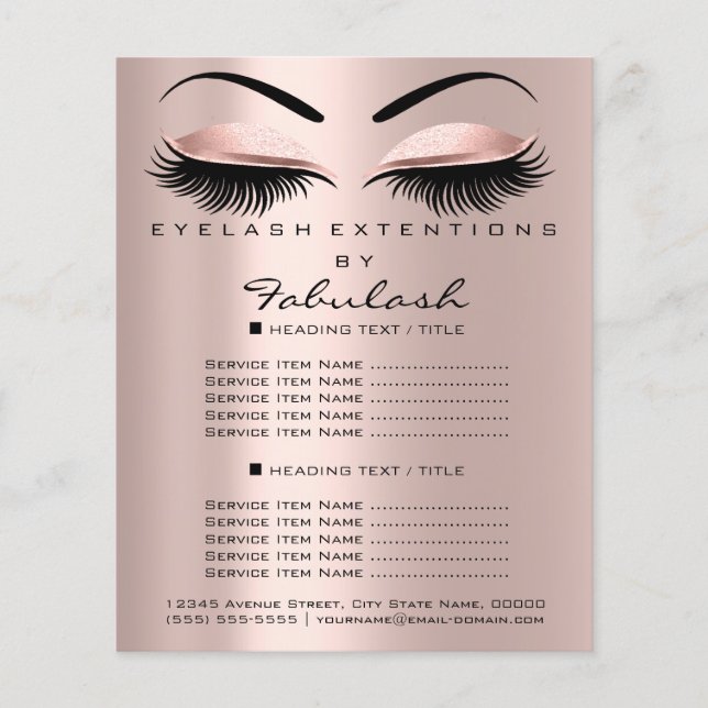 Makeup Salón de belleza Rosa Purpurina Flyer Lash  (Frente)