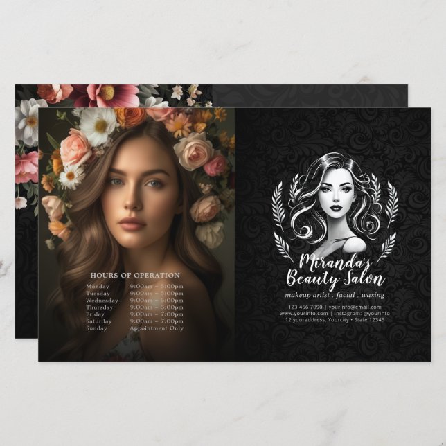 Makup Artist Hair Stylist Menú Precio Bifold Flyer (Anverso / Reverso)