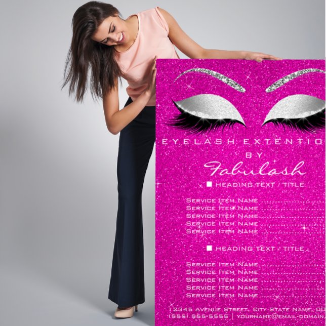 Makup Lashes Salón de belleza Purpurina Volante Pi (Makeup Lashes Beauty Salon Glitter Flyer Hot Pink)