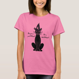 Mala camiseta del gato negro de la bruja de la