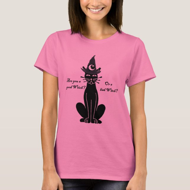 Mala camiseta del gato negro de la bruja de la (Anverso)