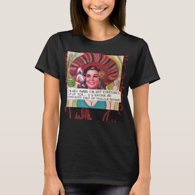 MALA CAMISETA DEL TEQUILA DEL ARTE DEL CHICA (Anverso)