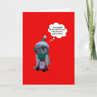 Mala tarjeta de Navidad del perrito de Shih Tzu