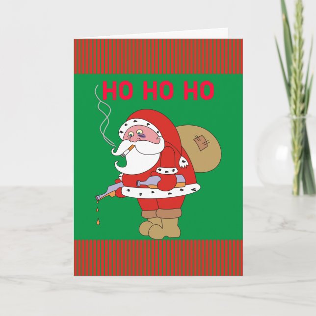Mala tarjeta de saludo de Navidades de Santa Funny (Anverso)