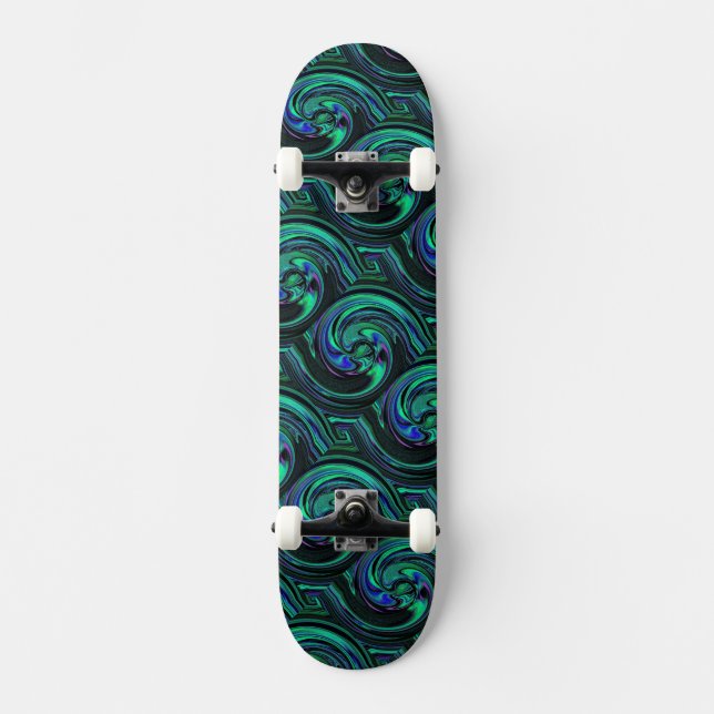 Malachite Azurite Swirl Abstract Skateboard (Anverso)
