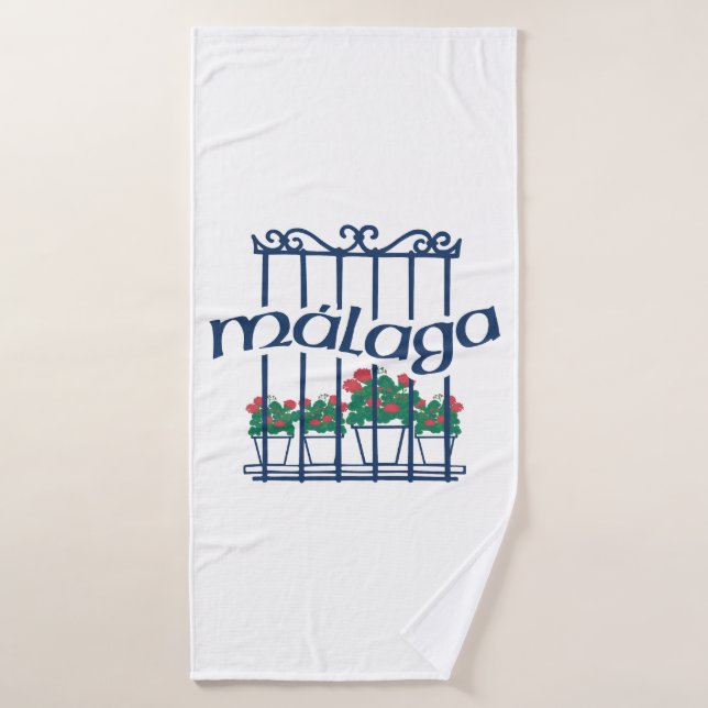 Malaga, window with flowers (Toalla de baño)