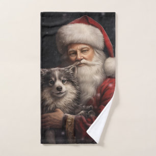 Malamute de Alaska con Navidad de Papá Noel