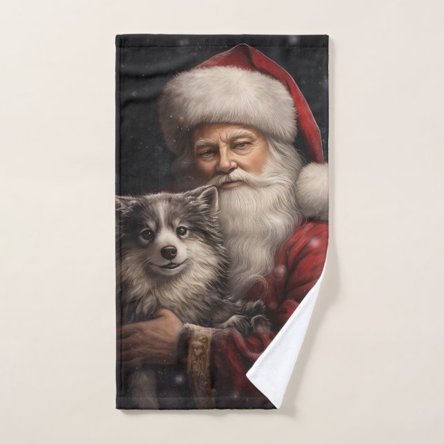 Malamute de Alaska con Navidad de Papá Noel (Toalla de mano)