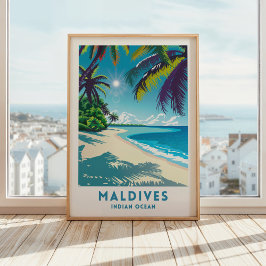 Maldivas: Poster de viajes de arte en pared del Oc