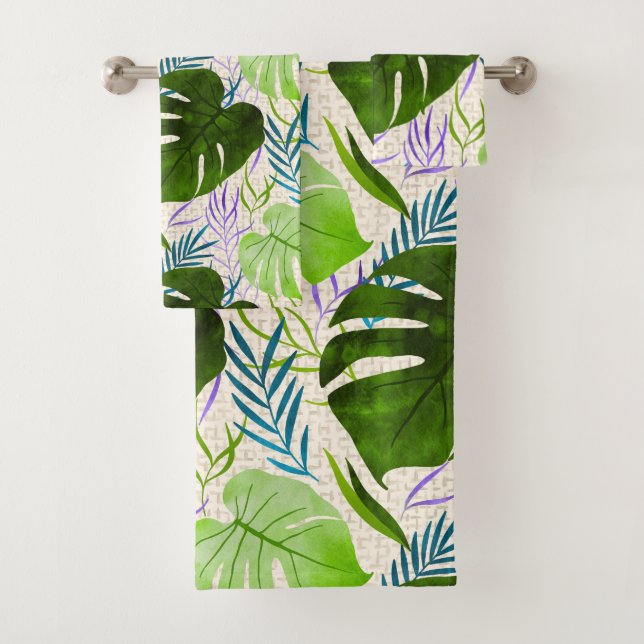 Maleah Monstera Tropical Hawaiian Watercolor Verde (In situ)