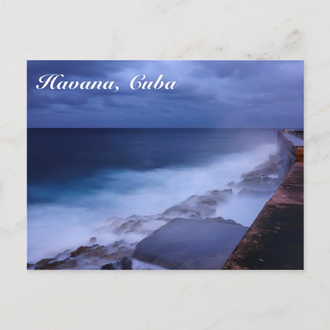 Malecon en La Habana, Cuba postal (Anverso)