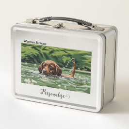 Maleta de vacaciones personalizada para perro marr