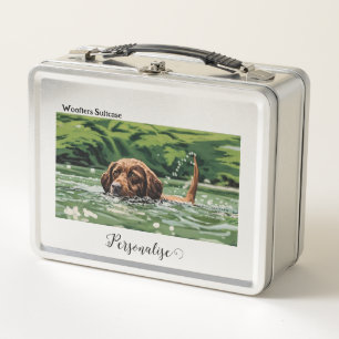 Maleta de vacaciones personalizada para perro marr