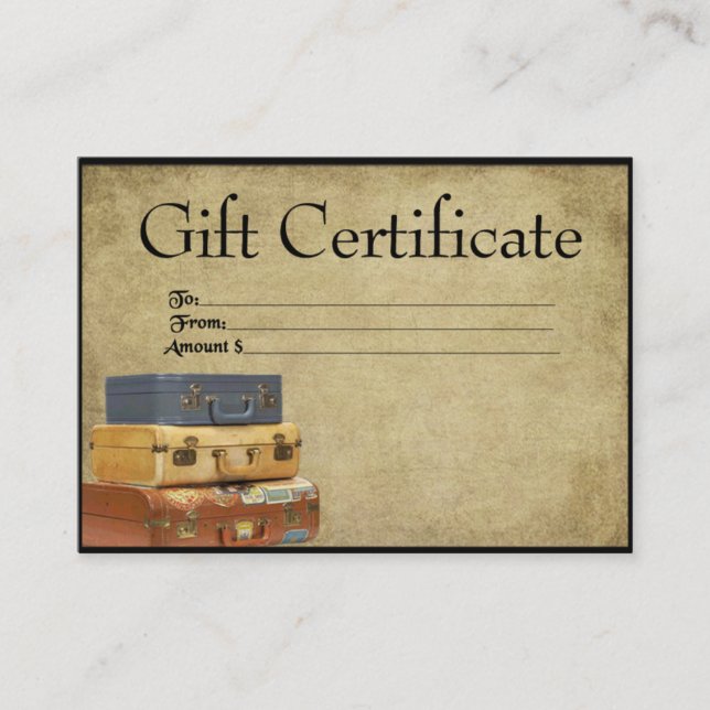 Maletas de viaje - Tarjetas de certificado de rega (Anverso)