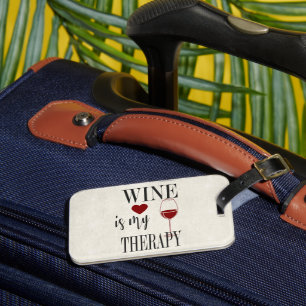 Maletas El vino es mi etiqueta de equipaje para la terapia