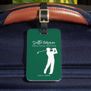 Maletas Etiqueta de equipaje verde para golfista elegante