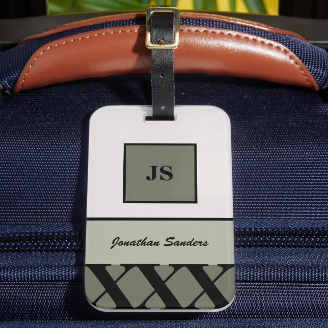 Maletas Etiqueta Monogramada Masculina Neutral para el equ (Anverso In situ 2)