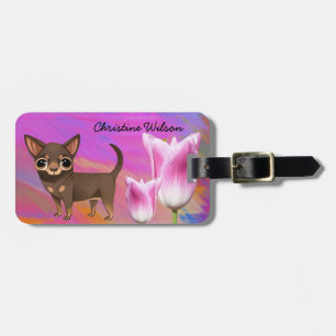 Maletas Etiqueta Purple Chihuahua para el equipaje