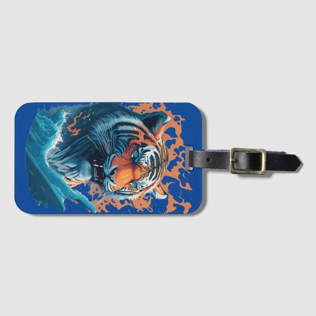 Maletas Tigre en el agua - Para viajar, etiqueta de equipa (Anverso horizontal)
