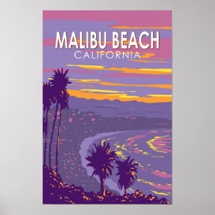 Malibu Beach California Viajes Arte Vintage