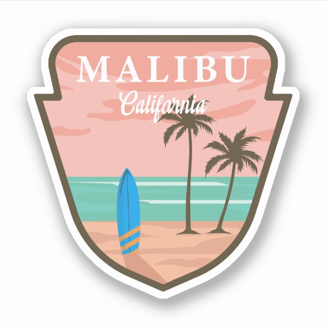 Malibu Pegatina California Beach Malibu Welcome Ba (Anverso)