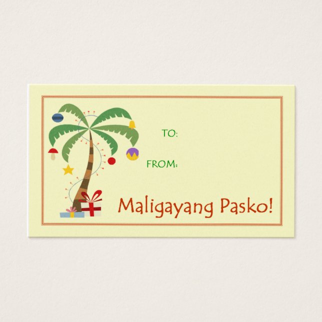 Maligayang Pasko Gift Tag - Navidades Palm Tree (Frente)