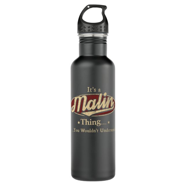 MALIN Nombre Agua Botella Regalo (Anverso)