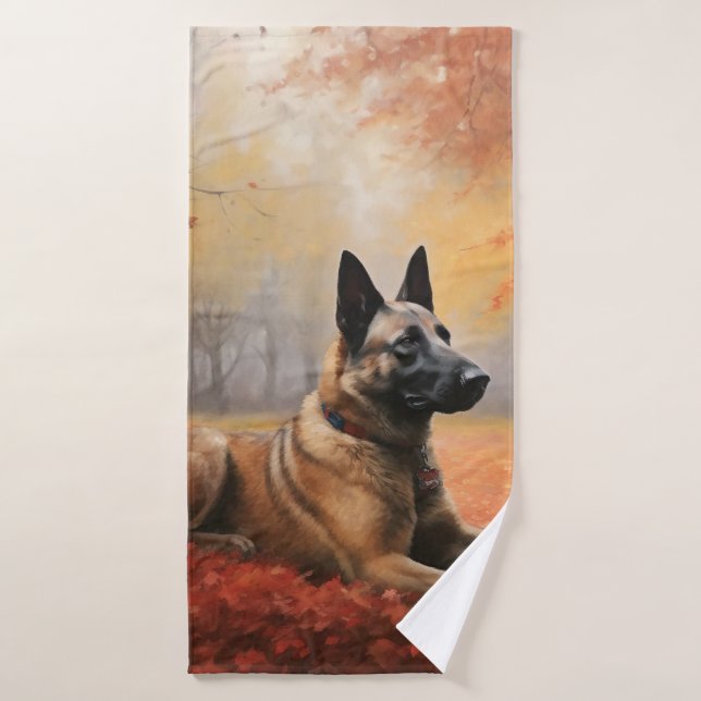 Malinoi belga en otoño se inspira (Toalla de baño)